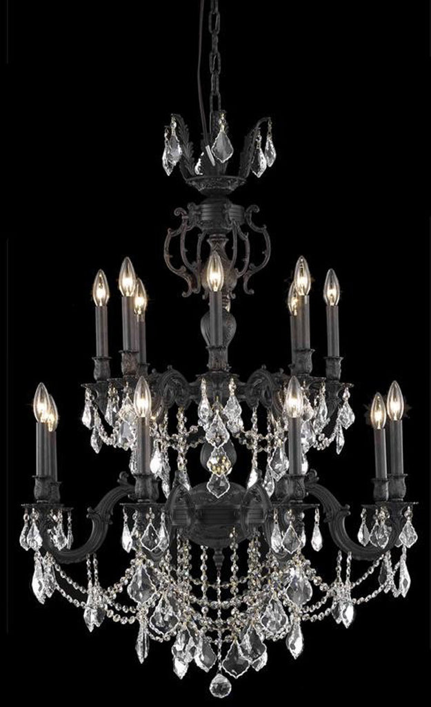 C121-9516D32DB/RC By Elegant Lighting Marseille Collection 16 Light Dining Room Dark Bronze Finish