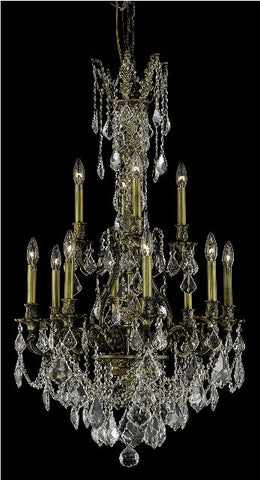 C121-9612D25AB/RC By Elegant Lighting Monarch Collection 12 Light Chandeliers Antique Bronze Finish