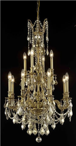 C121-9612D25FG-GT/RC By Elegant Lighting Monarch Collection 12 Light Chandeliers French Gold Finish