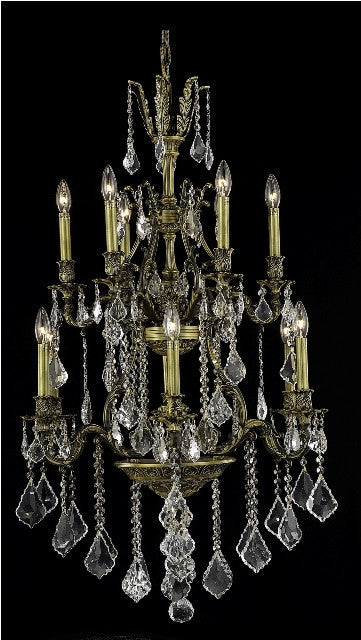 C121-9612D27AB/RC By Elegant Lighting Monarch Collection 12 Light Chandeliers Antique Bronze Finish