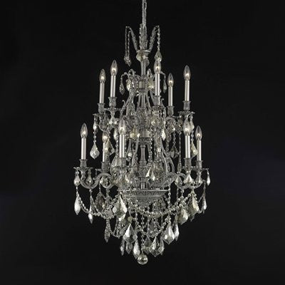 C121-9612D27DB-GS/RC By Elegant Lighting Monarch Collection 12 Lights Chandelier Dark Bronze Finish