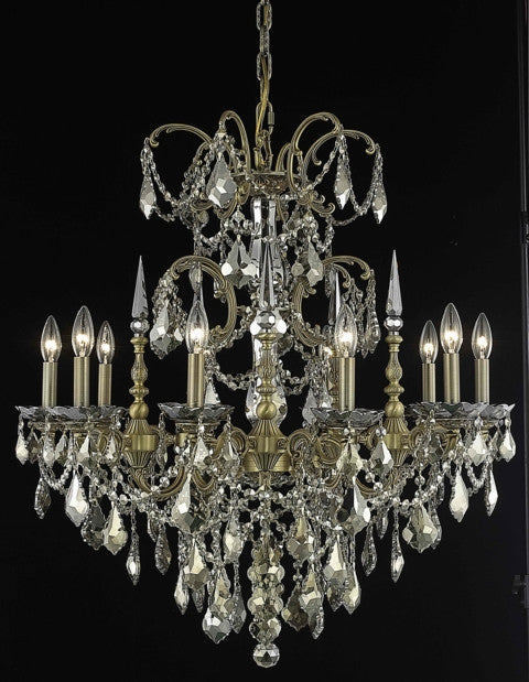 C121-9710D30FG-GT/RC By Elegant Lighting Athena Collection 10 Light Chandeliers French Gold Finish