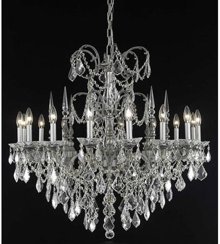 C121-9716G35PW-GT/RC By Elegant Lighting Athena Collection 16 Light Foyer/Hallway Pewter Finish
