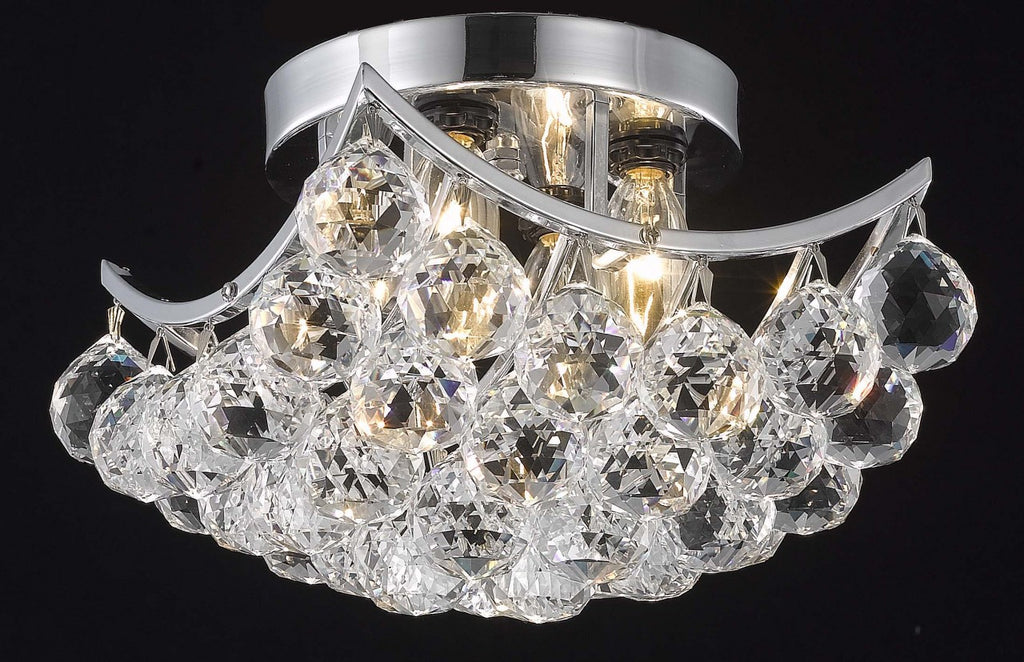 ZC121-V9800F10C/EC By Elegant Lighting Corona Collection 4 Light Flushmount Chrome Finish