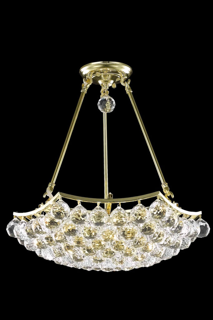 ZC121-V9802D18G/RC By Elegant Lighting Corona Collection 8 Light Flushmount Gold Finish