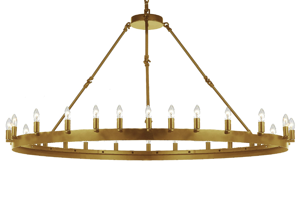 Wrought Iron Vintage Barn Metal Castile One Tier Chandelier Industrial Loft Rustic Lighting W 63" H 34" - G7-B48/CG/3428/30