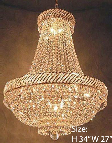 Swarovski Crystal Trimmed Chandelier French Empire Crystal Chandelier Lighting H34" X W27" - F93-448/12 Sw