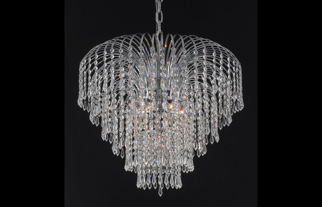 C121-6801D25C/EC - Regency Lighting: Falls 6 light Chrome Chandelier Clear Elegant Cut Crystal