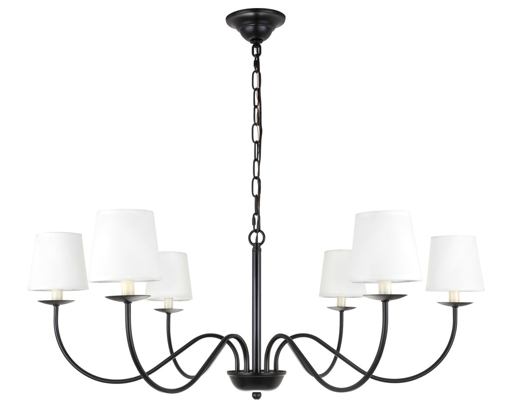 ZC121-LD6103D37BK - Living District: Eclipse 6 light Black and White shade chandelier