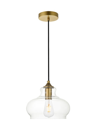 ZC121-LD2246BR - Living District: Destry 1 Light Brass Pendant With Clear Glass