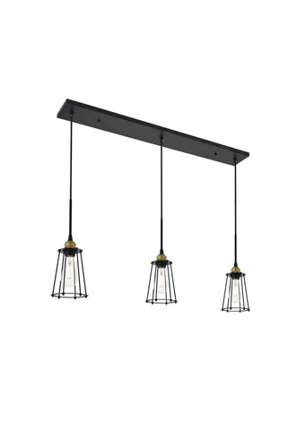 ZC121-LD4047D38BRB - Living District: Auspice 3 light brass and black Pendant