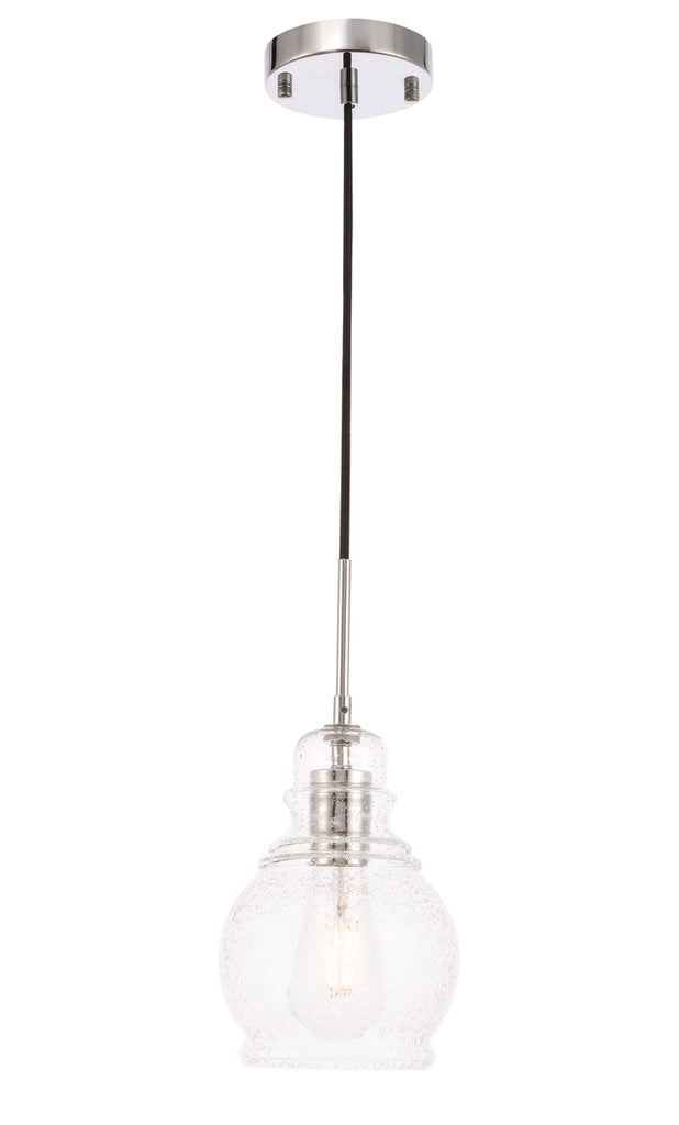 ZC121-LD6202C - Living District: Pierce 1 light Chrome and Clear seeded glass pendant