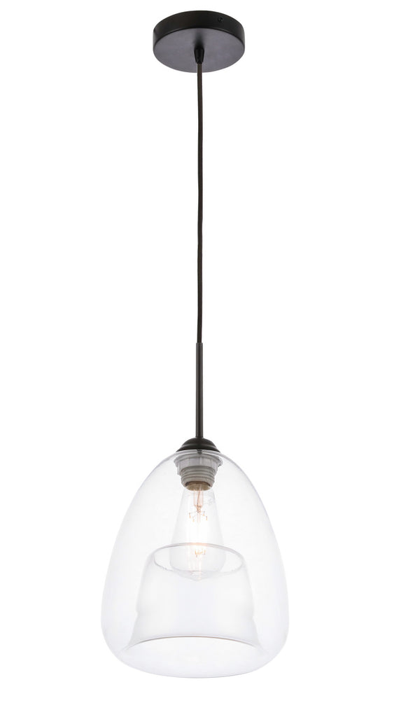 ZC121-LD5031D8BK - Living District: Kason 1 light Black and Clear glass pendant