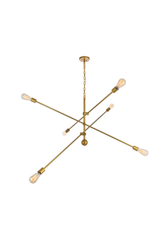 ZC121-LD8014D55BR - Living District: Axel 6 Lights Brass Pendant