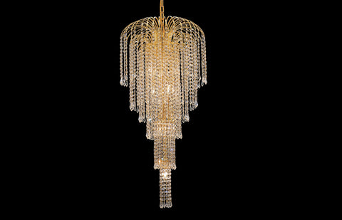 C121-6801G19G/EC - Regency Lighting: Falls 9 light Gold Chandelier Clear Elegant Cut Crystal