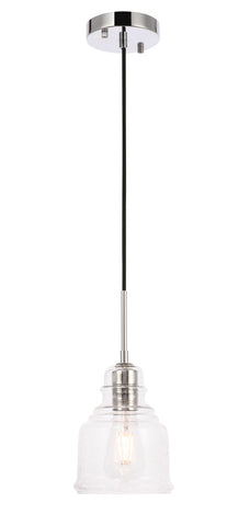 ZC121-LD6196C - Living District: Pierce 1 light Chrome and Clear seeded glass pendant