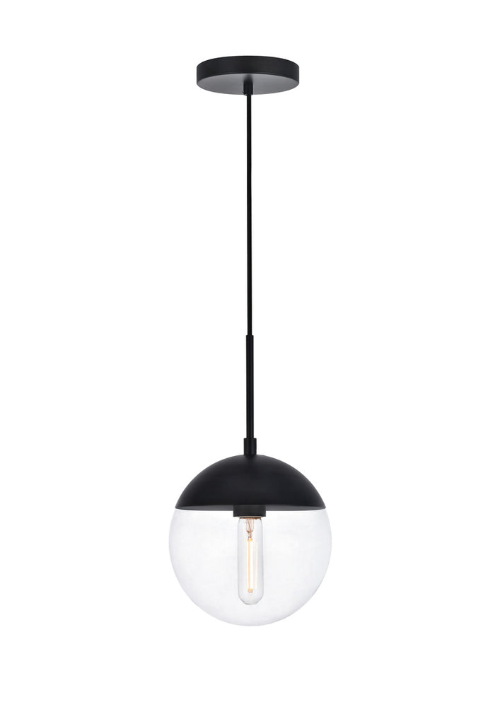 ZC121-LD6027BK - Living District: Eclipse 1 Light Black Pendant With Clear Glass