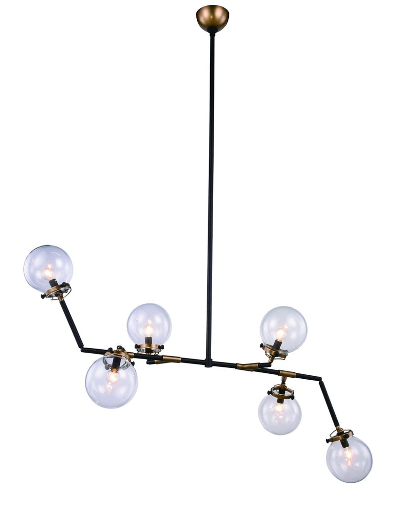 ZC121-1507G60BB - Urban Classic: Leda 6 light Burnished Brass&Flat Black Chandelier