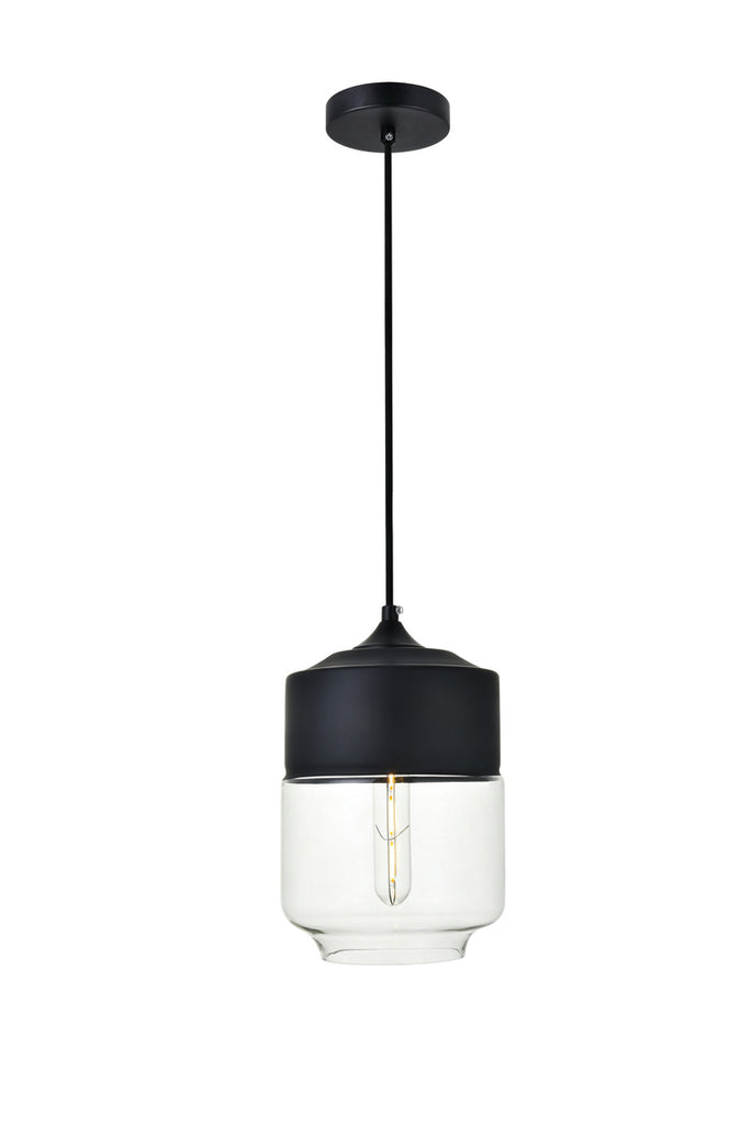 ZC121-LD2241BK - Living District: Ashwell 1 Light Black Pendant With Clear Glass