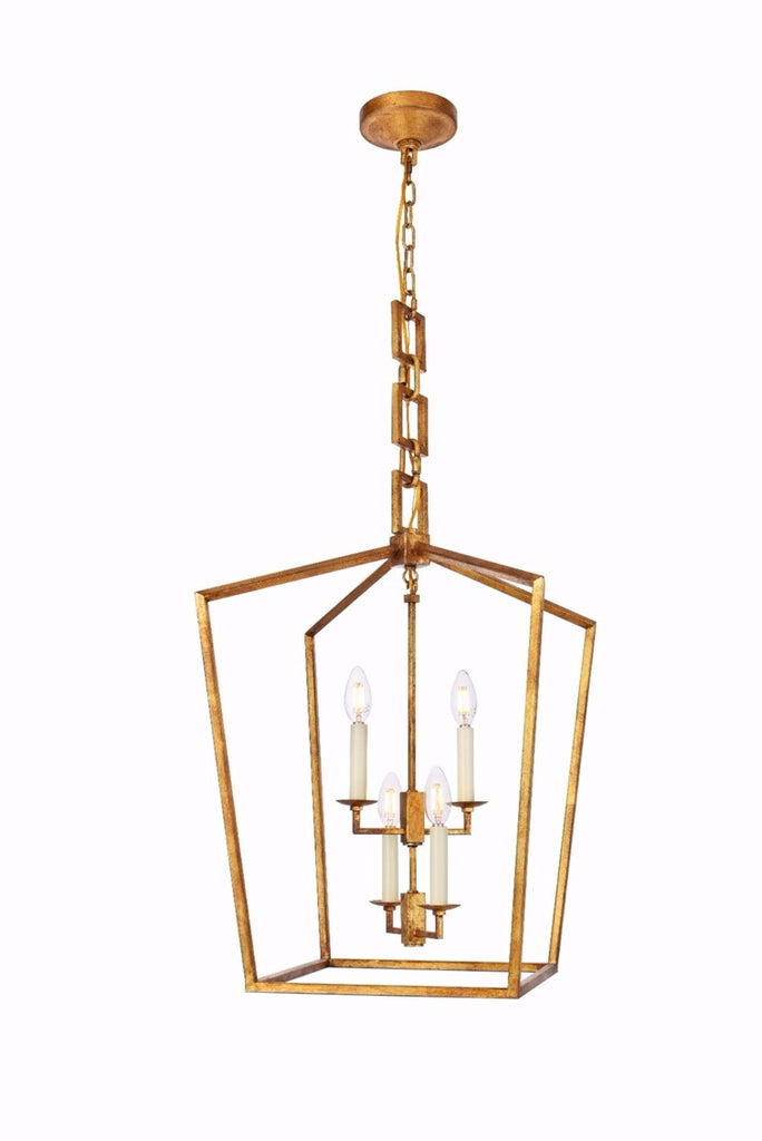 ZC121-1512D17GI - Urban Classic: Denmark 4 light Golden Iron Pendant