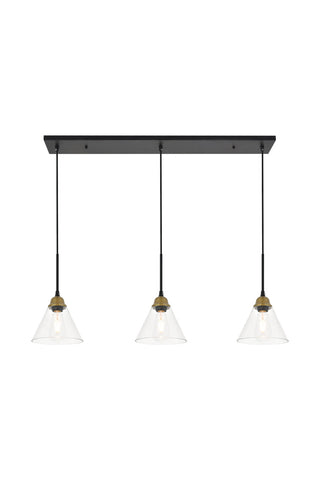 ZC121-LD4017D40BRB - Living District: Histoire 3 light brass and black Pendant