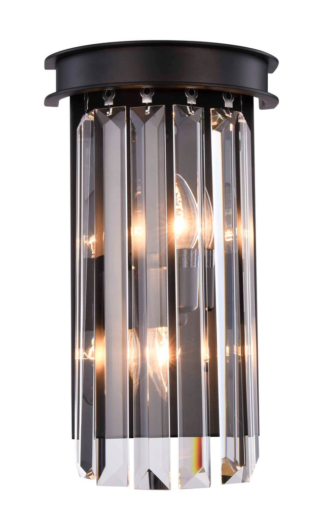 ZC121-1238W8MB/RC - Urban Classic: Sydney 2 light Matte Black Wall Sconce Clear Royal Cut Crystal