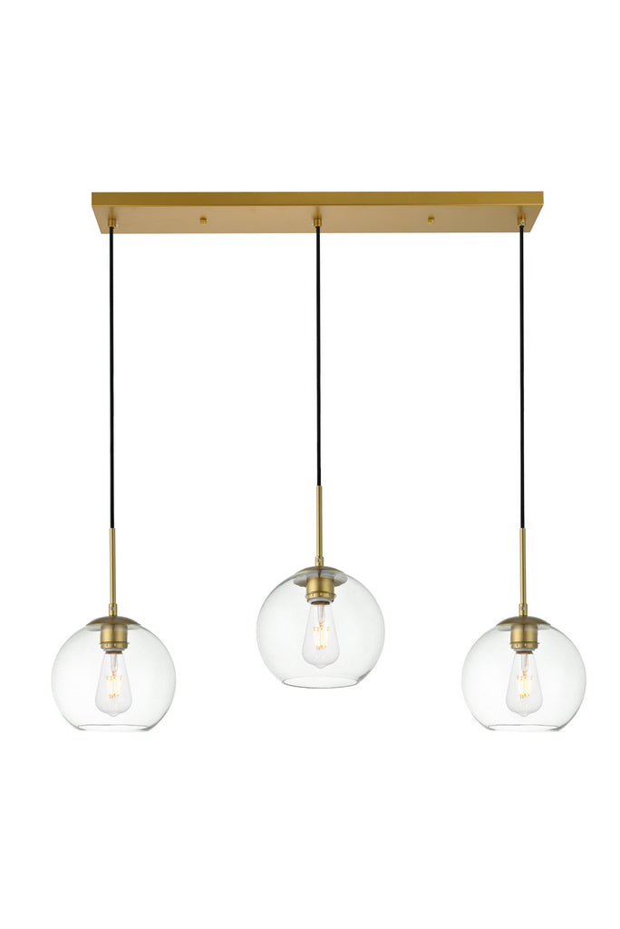 ZC121-LD2236BR - Living District: Baxter 3 Lights Brass Pendant With Clear Glass